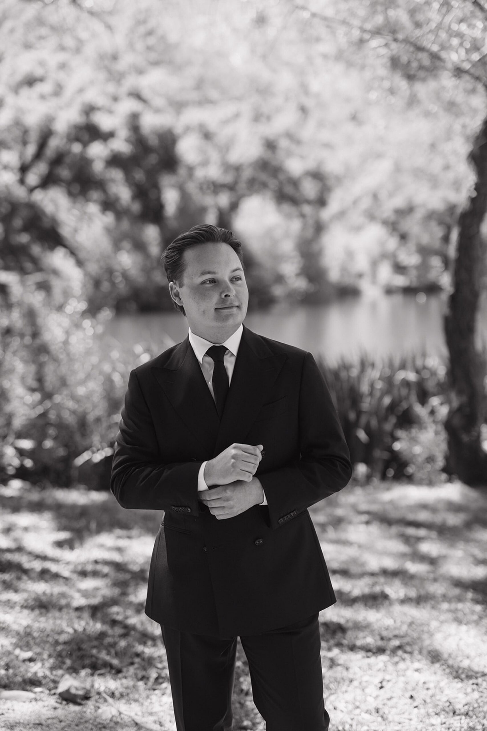 groom portraits on wedding day