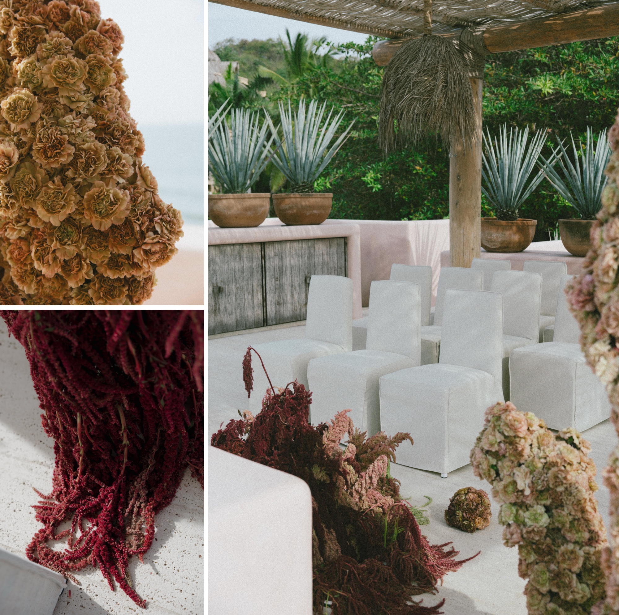 Casa Rosada Sayulita Wedding Venue; unique flower arrangements by Oh Maria Florals