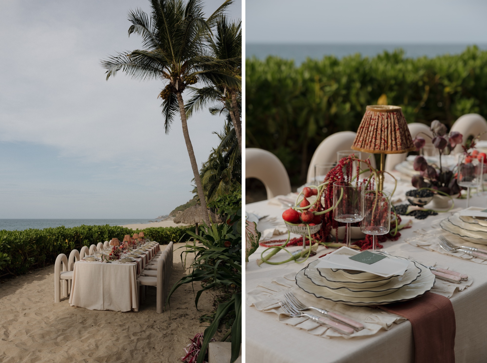 dinner on the beach for wedding reception